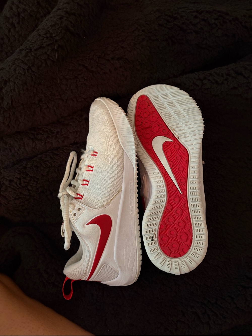 Nike White Athletic Shoes with Red Swoosh - Picture 6 of 6